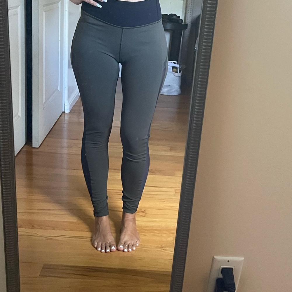 Olive green lululemon mesh side leggings